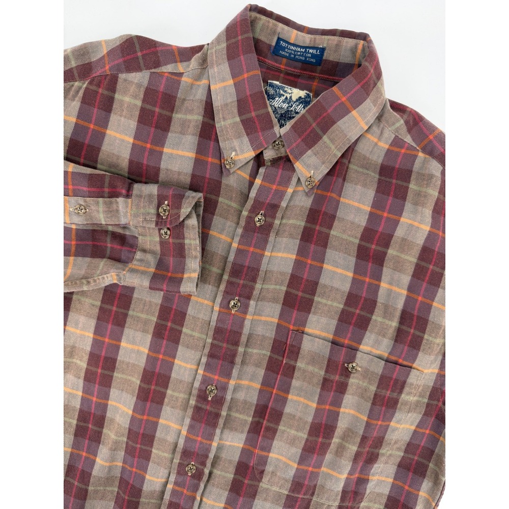 Allen Solly Country Classics Plaid Button Down Shirt Tottinham Twill Mens 14.5